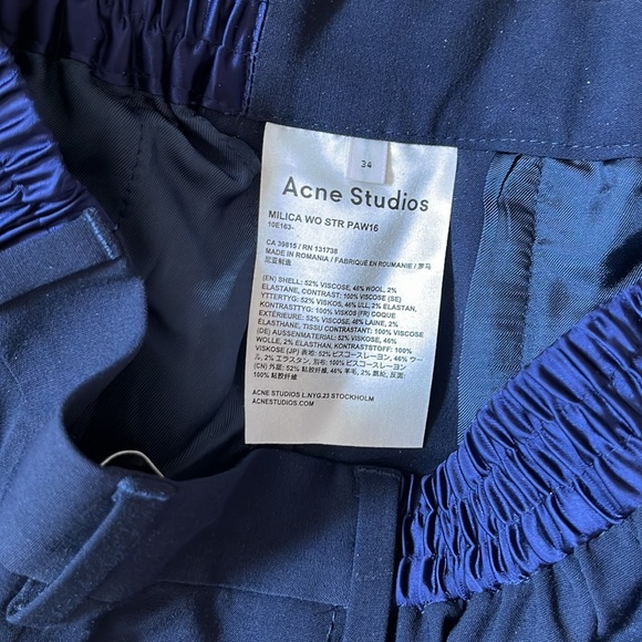 Acne studios cropped wool navy trousers - Picture 3 of 8